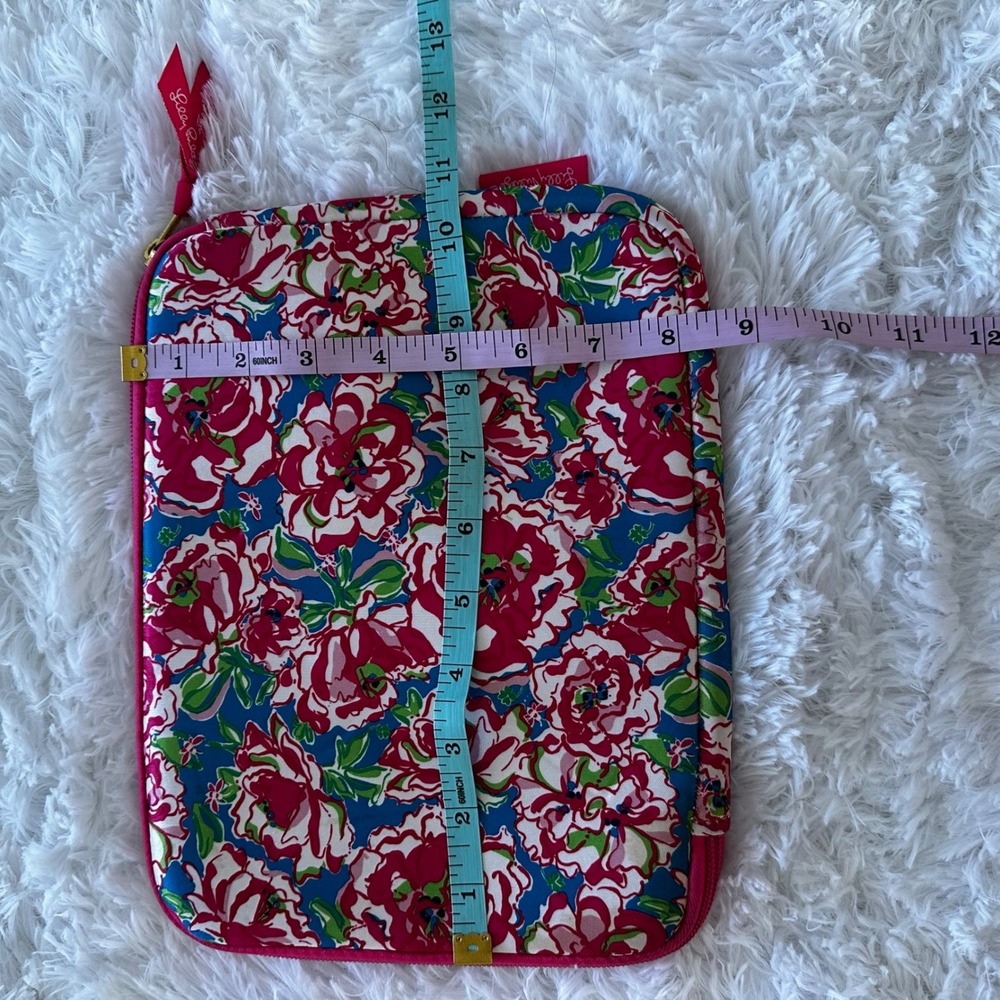 Lilly Pulitzer Tablet Sleeve Case Floral Print Pink Blue Zippered Pouch Bag - Picture 4 of 7